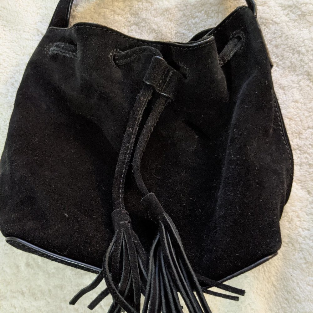 J. Crew Suede Drawstring Tassel Crossbody Bag